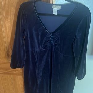 The Territory Ahead sz 16P navy velvet long-sleeve dress, maxi, winter